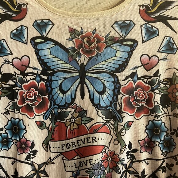 Steve Madden Tattoo Biker style Meshy Light Top !! NEW - Picture 4 of 6